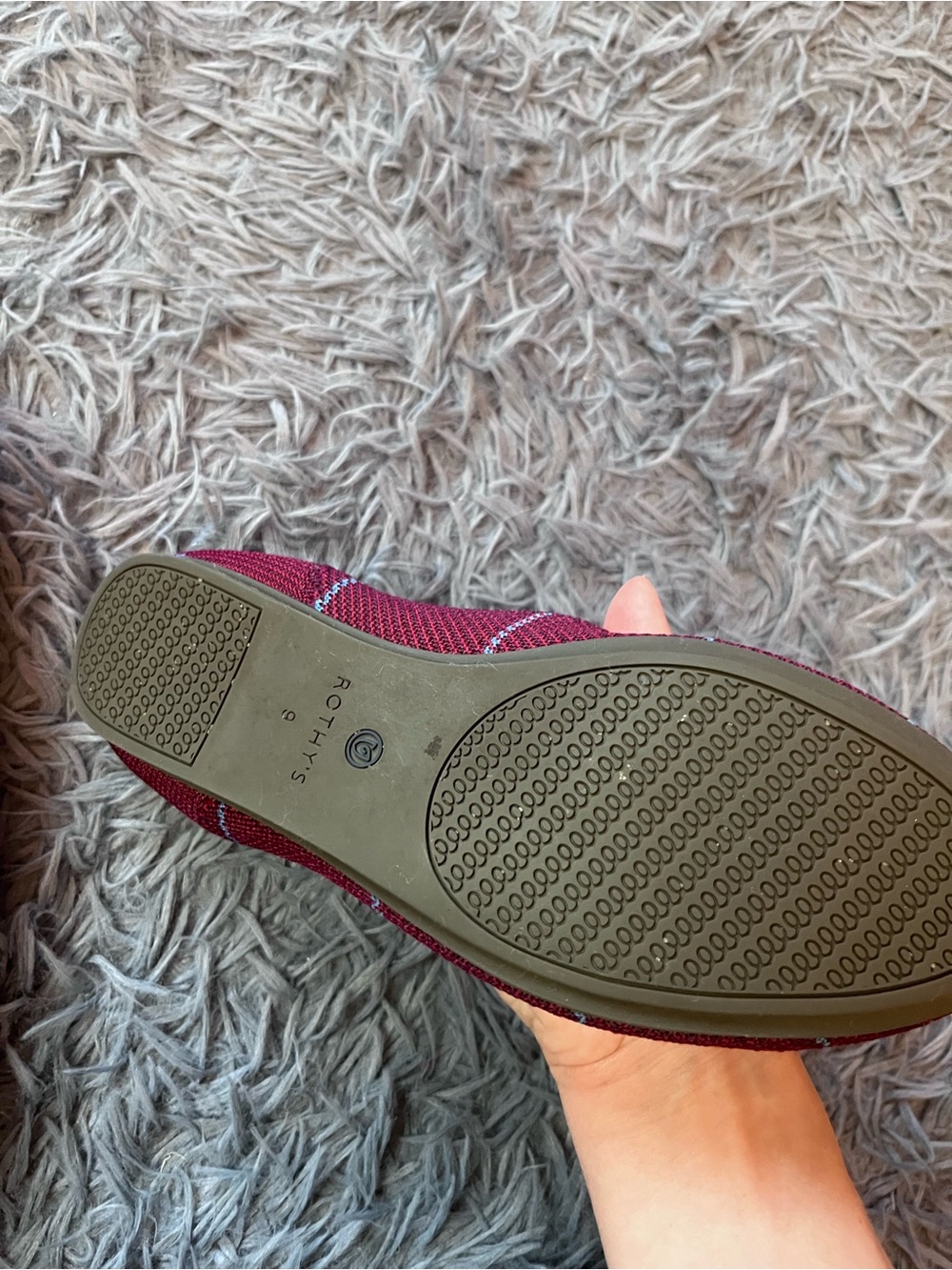 Rothy's The Loafer Women's Burgundy Grid Plaid Slip On Flat Shoes Size 9 - Picture 6 of 6